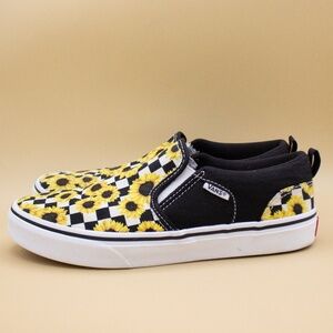 Vans Checkered Sunflower Slip On Shoes Missy Women's Size 5.5